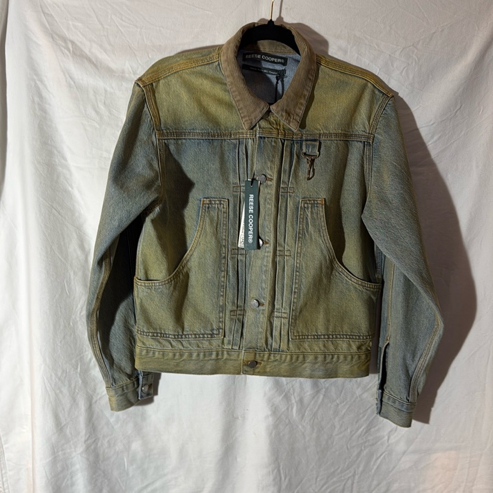 Reese Copper Chore Washed Denim Chore Jacket with corduroy collar
